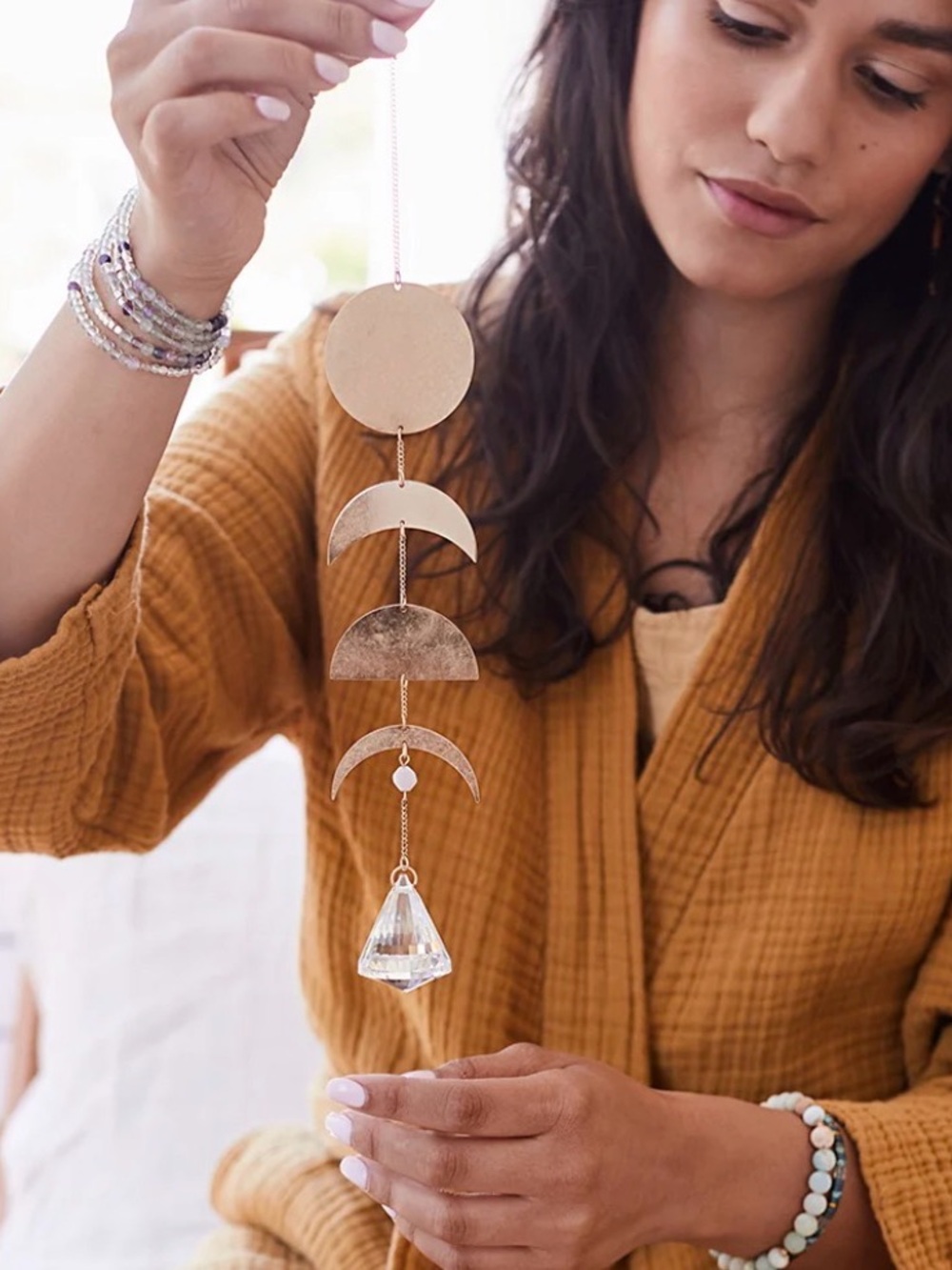 Scout Gold-Tone Moon Phase Suncatcher with Crystal Drop - Picture 3 of 4